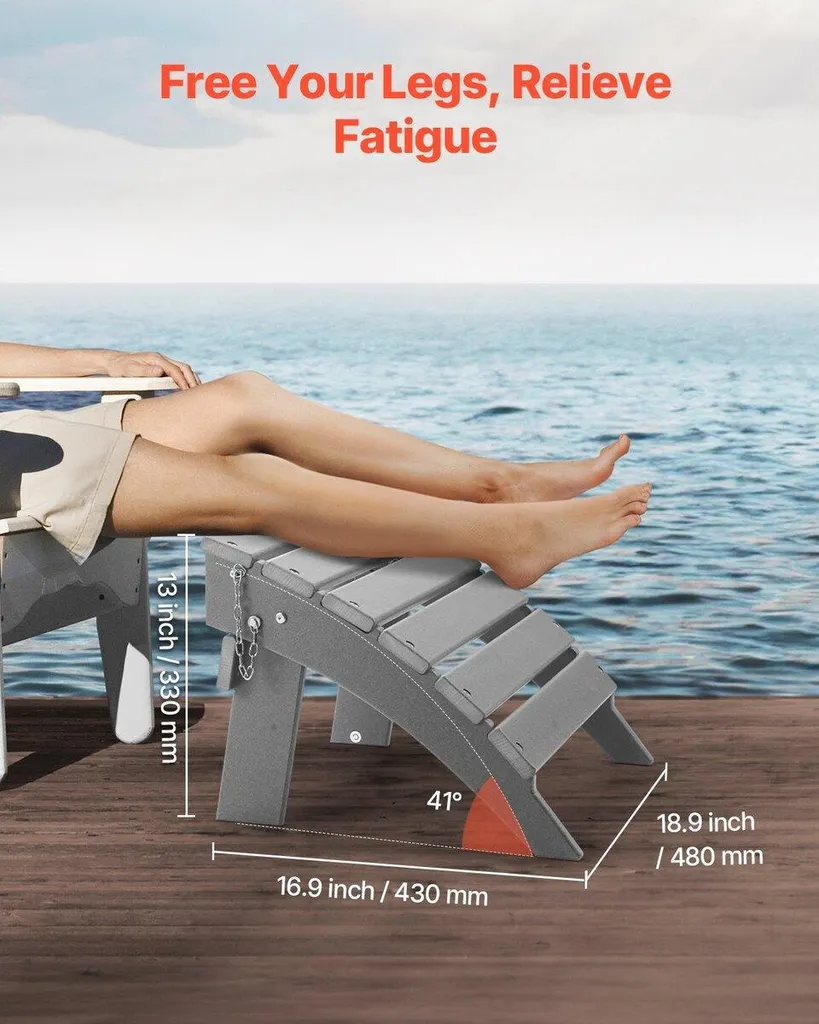 Repose-pieds Adirondack en PEHD résistant aux intempéries couleur gris