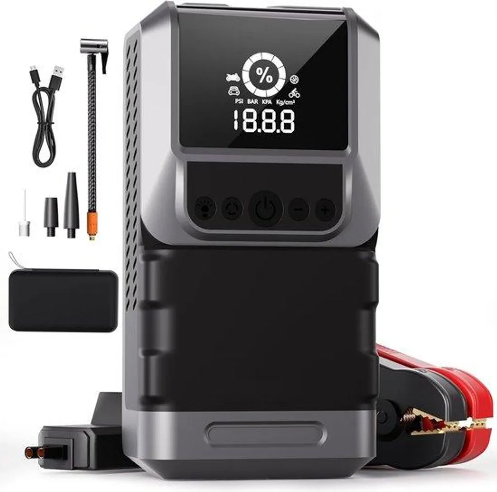 Booster de démarrage et gonfleur de pneus portable pour petites voitures