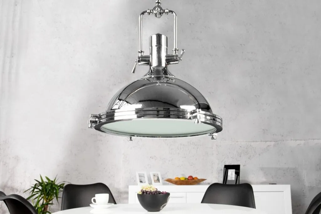 Luminaire Chrome 45cm pour Plafond Haut - Solution Éclairage Design