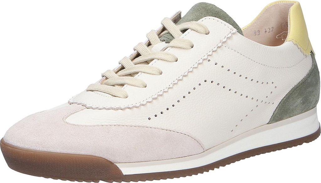 Gabor 8343214 Sneaker, Damen, Leder, Beige, sportlicher Schnürer, G-Weite - Damenschuhe Sneaker, Beige, leder (velour/nappa/cervo)
