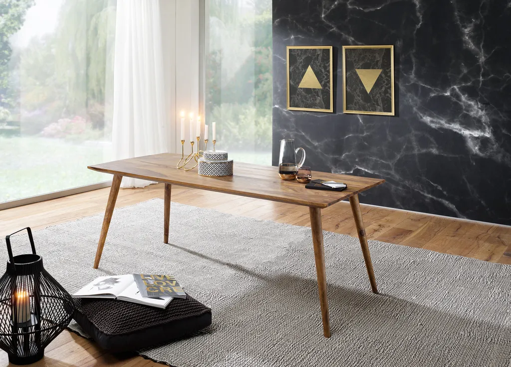 Table à manger REPA 160x80x76 cm en bois de Sheesham massif rustique