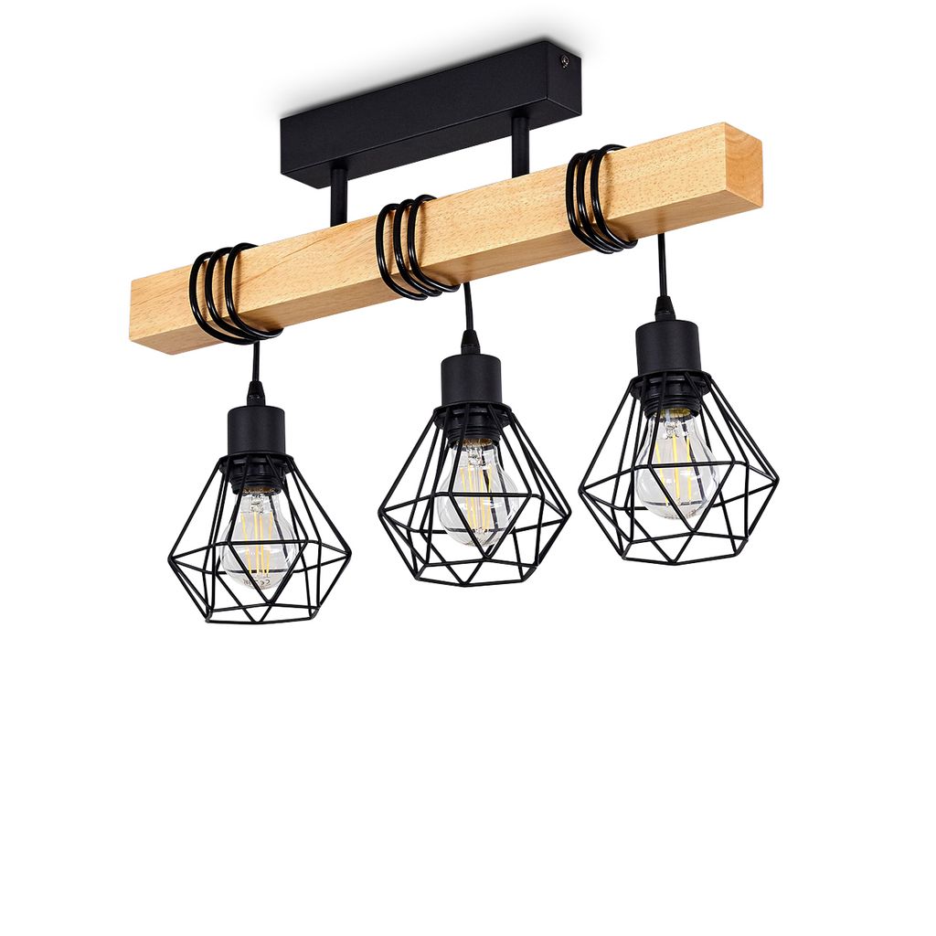 Carema »Carema« Deckenlampe aus Metall/Holz in Schwarz/Braun