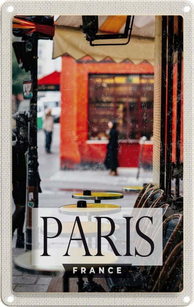 vianmo Blechschild 30x20 cm Paris France Reisziel Stadt Cafe Bildmotiv Reisemotiv Abenteuer Reisen Urlaub