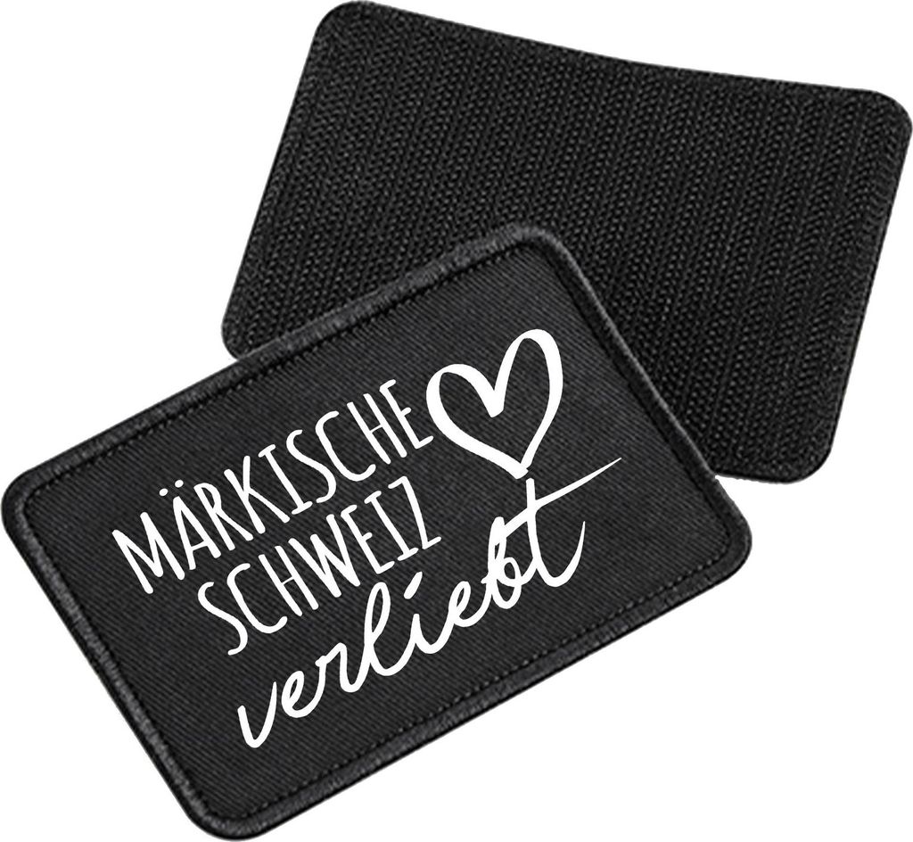 Huuraa Patch Märkische Schweiz verliebt Black 10 x 6,5cm Baumwolle Klettpatch für Mütze Geschenkidee