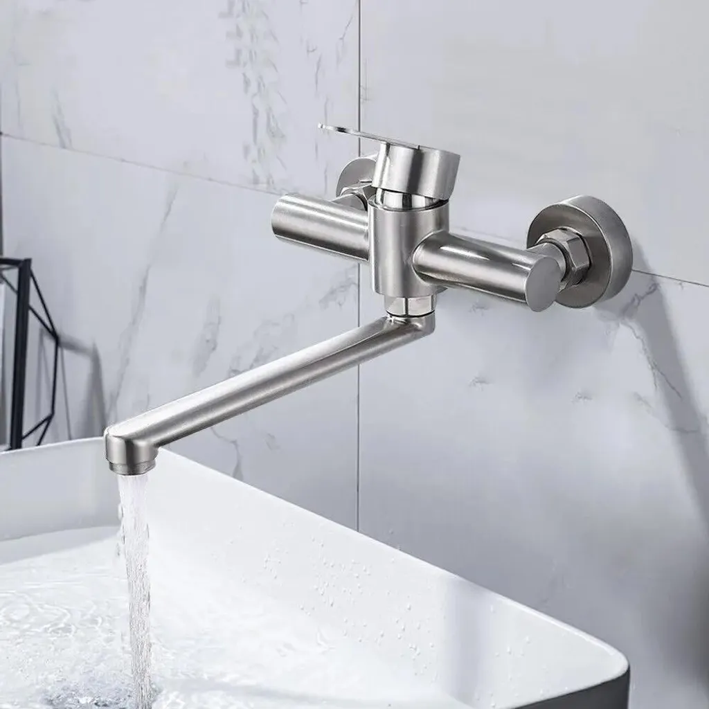 Rubinetteria per bagno - Rubinetto per lavabo - Montaggio a vista - Acciaio inossidabile 304 - Nucleo della valvola in acciaio inossidabile - Superficie liscia - Facile da pulire - 6