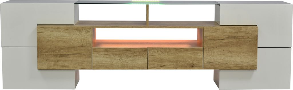 Merax TV-Schrank mit LED-Beleuchtung, Marmor und Produktbild 