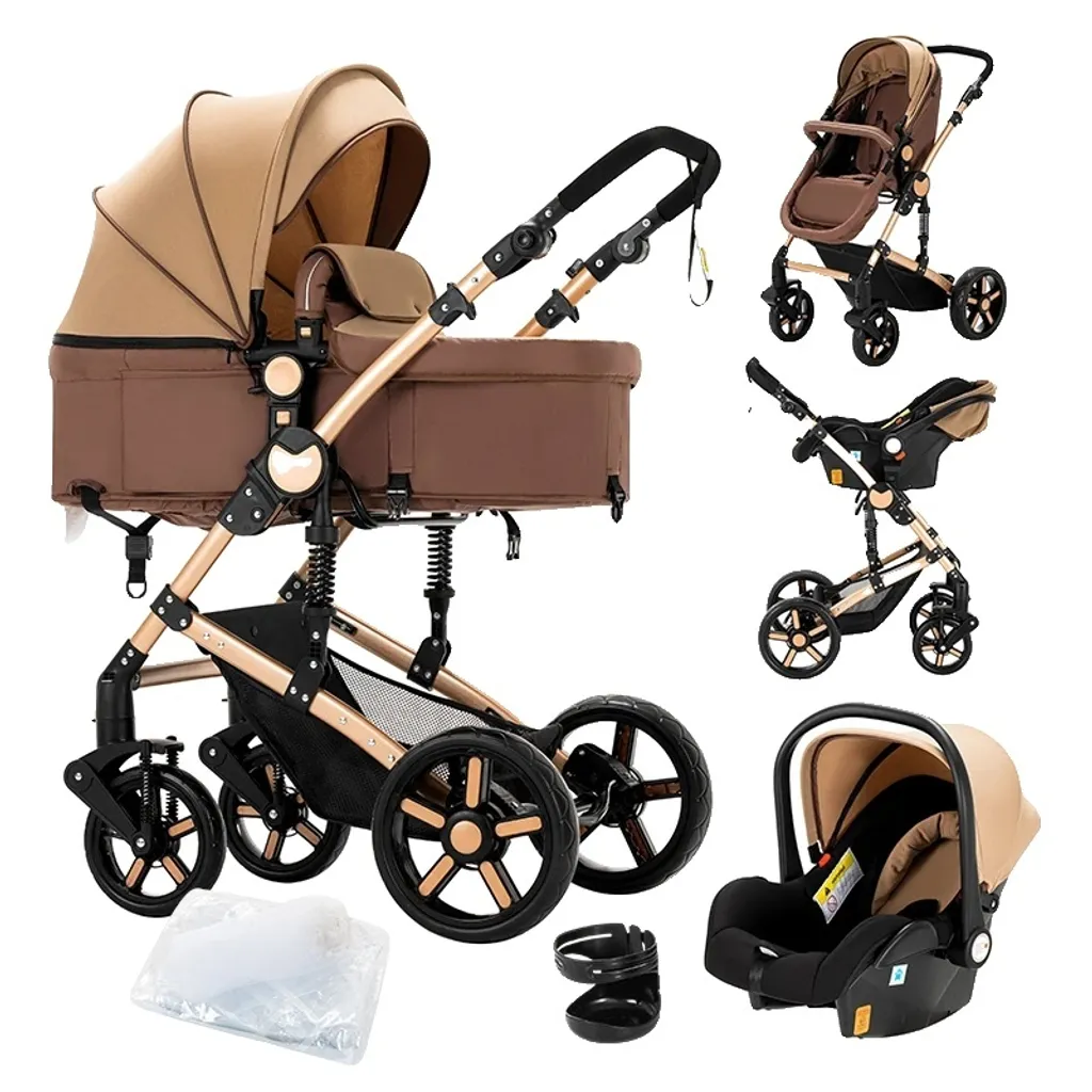 Poussette de voyage pliable 588-Kaki idéale pour ville et randonnée