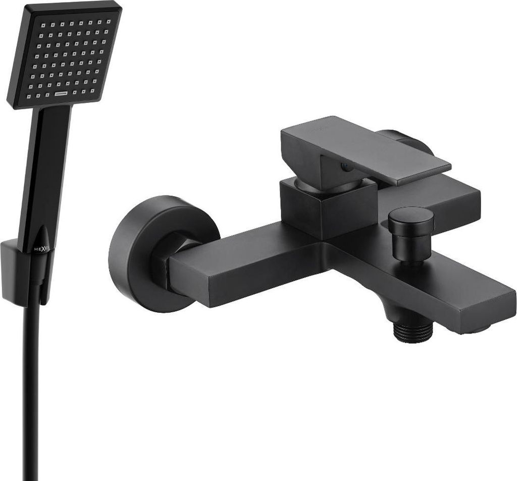 Mexen Uno R45 miscelatore per vasca con set doccia, nero - Immagine del prodotto 
