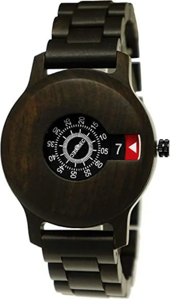 Montre en bois mixte Holzwerk Heimbach noire blanche - Style naturel