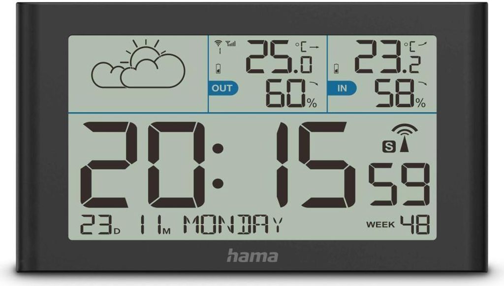 Hama Wetterstation Sylt Funk Schwarz mit Außensensor