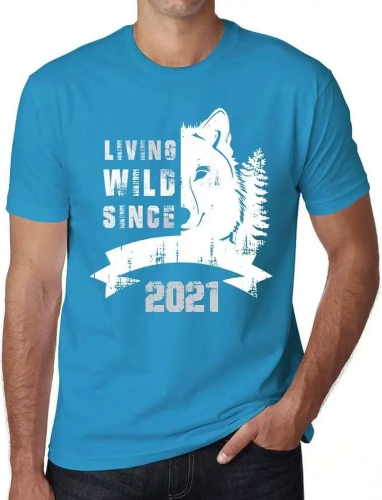 Herren Grafik T-Shirt Wildes Leben seit 2021 – Living Wild Since 2021 – Geschenk 3. Geburtstag Jahrestag 3 Jahre Jubiläum 3 Jährige Mann Jahr...
