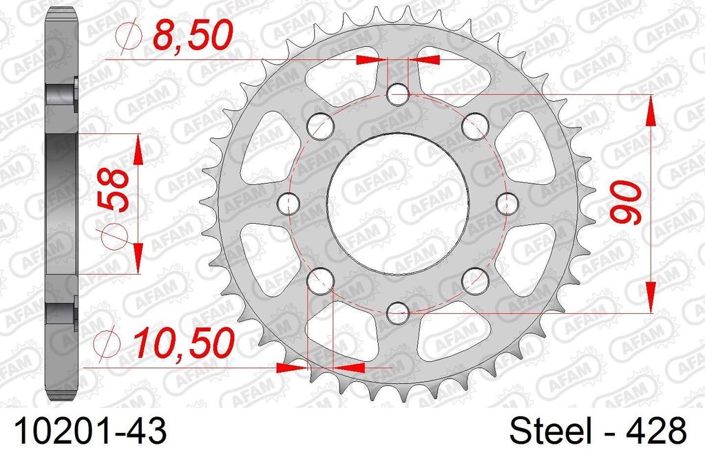 AFAM Standard Stahlritzel hinten 10201 - 428