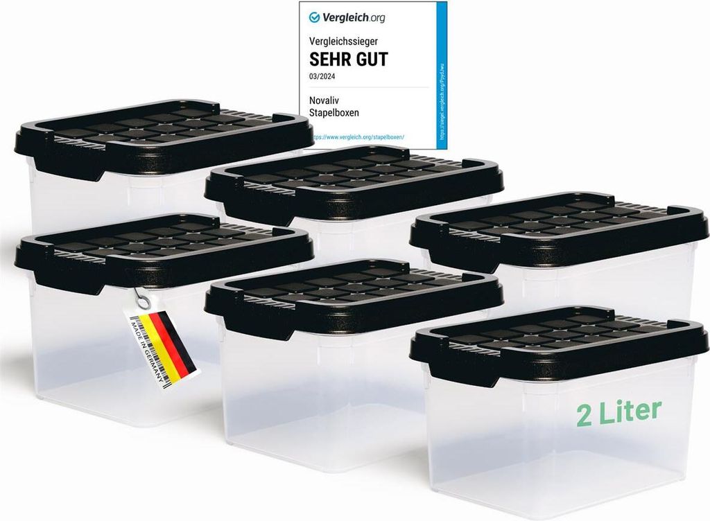 Novaliv 6x Aufbewahrungsboxen mit Deckel klein 2 L Produktbild 