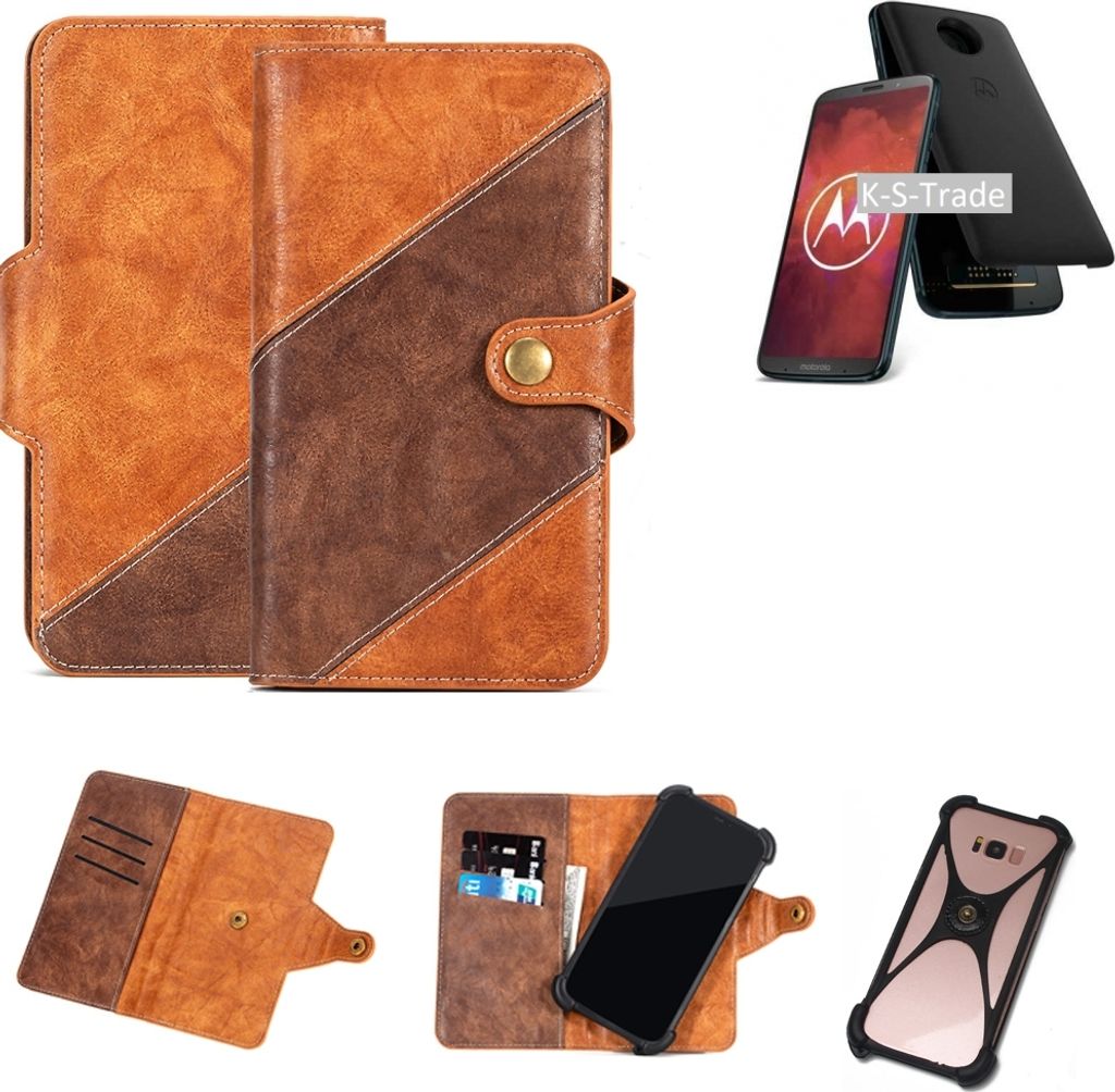 K-S-Trade Handy-Hülle Schutz-Hülle Bookstyle Case Wallet-Case kompatibel mit Motorola Moto Z3 Play Handy Cover Bumper Kantenschutz Smartphone