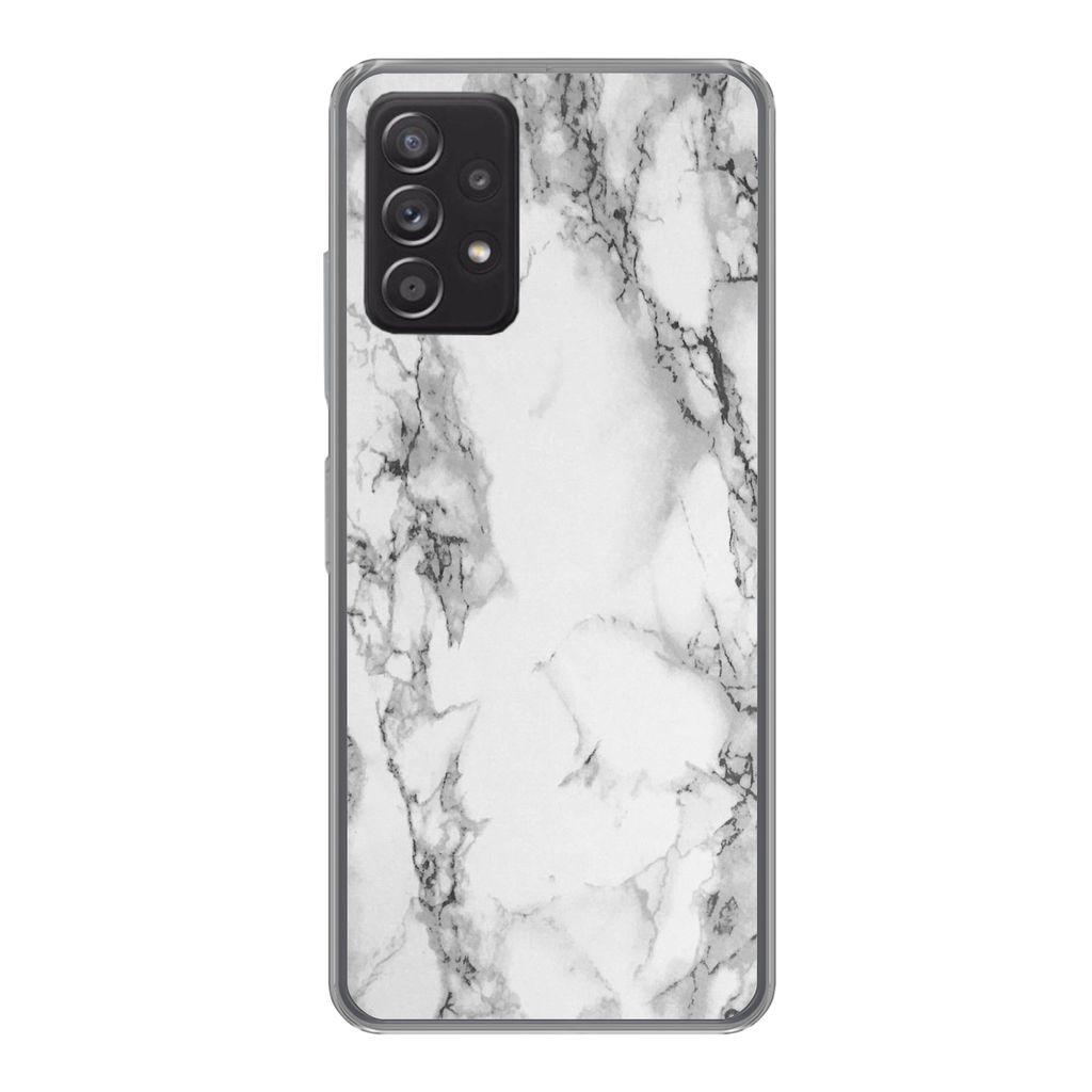 MuchoWow Handyhülle Schutzhülle Hülle für Samsung galaxy a73 Marmor - Stein - Weiß - Grau - Schwarz - Marmoroptik Silikon Softcase Handy Hü...