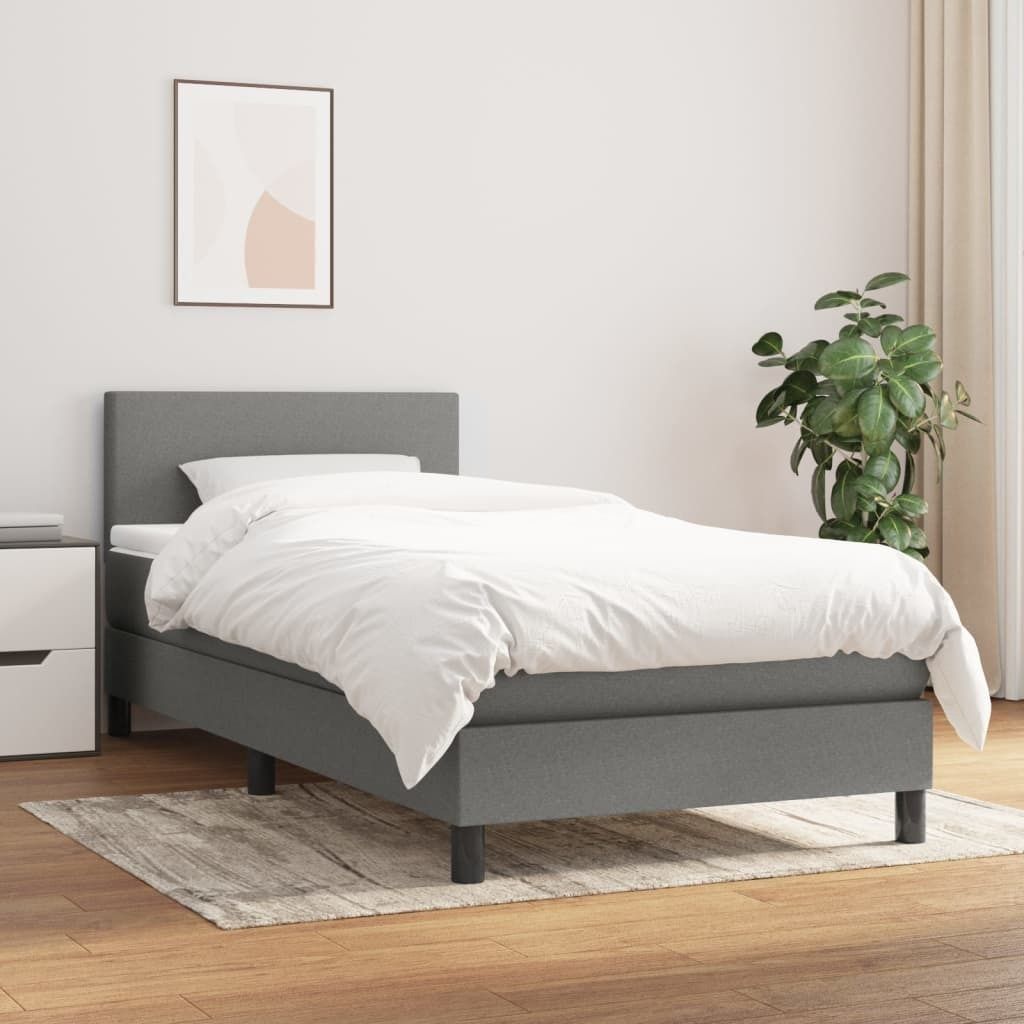 "2026 Promotion" Boxspringbett mit Matratze - Dunkelgrau - 80x200 cm - Stoff - Polsterbett CC8225