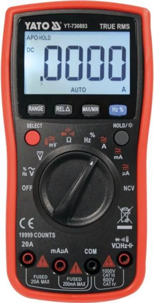 Multimètre de précision True RMS Yato 19999 points pour mesures électriques