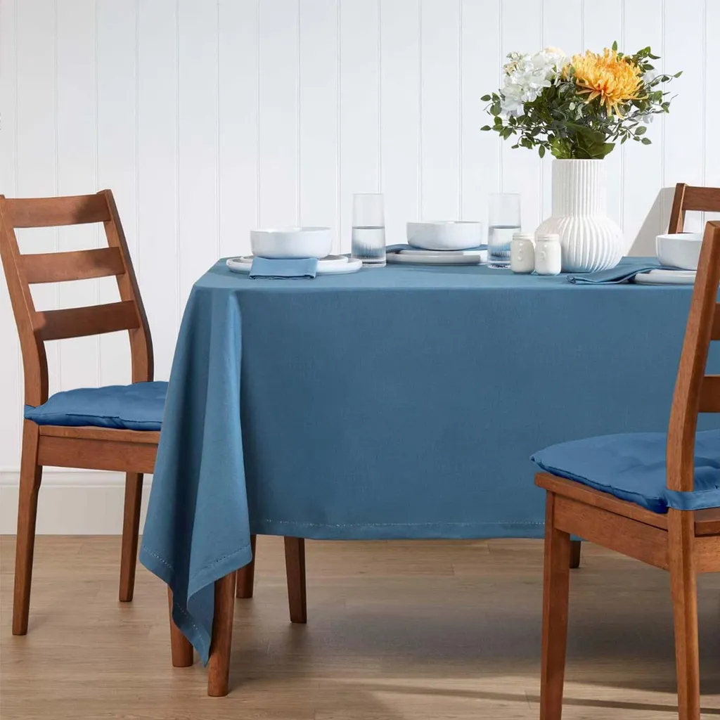 Tovaglia HOMESCAPES blu 137 x 137 cm, 100% cotone