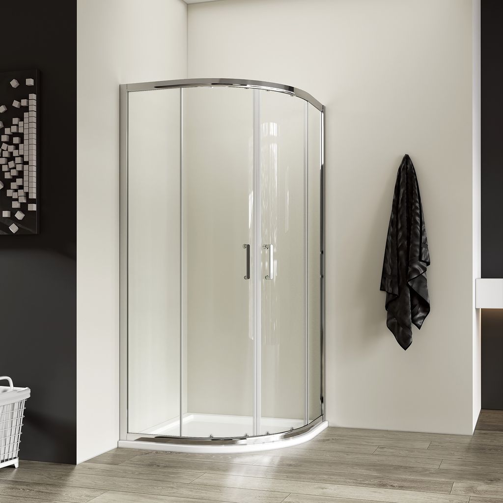 Heilmetz Duschkabine Runddusche Schiebetür 90x90x195cm Eckeinstieg Duschkabine Schwarz Aluminium-Metallrahmen