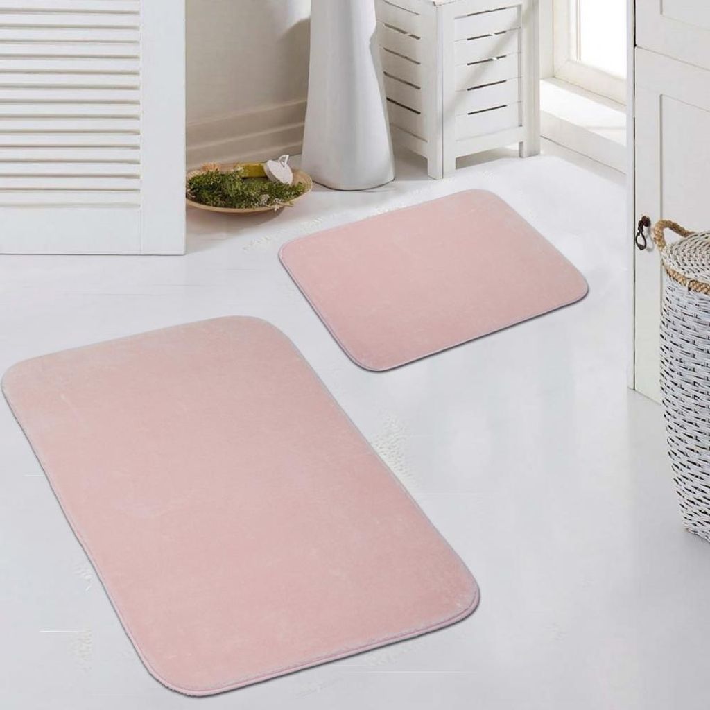 Weicher rosa Teppich pflegeleicht und waschbar ideal für Zuhause Größe - 50x60cm + 60x100 cm