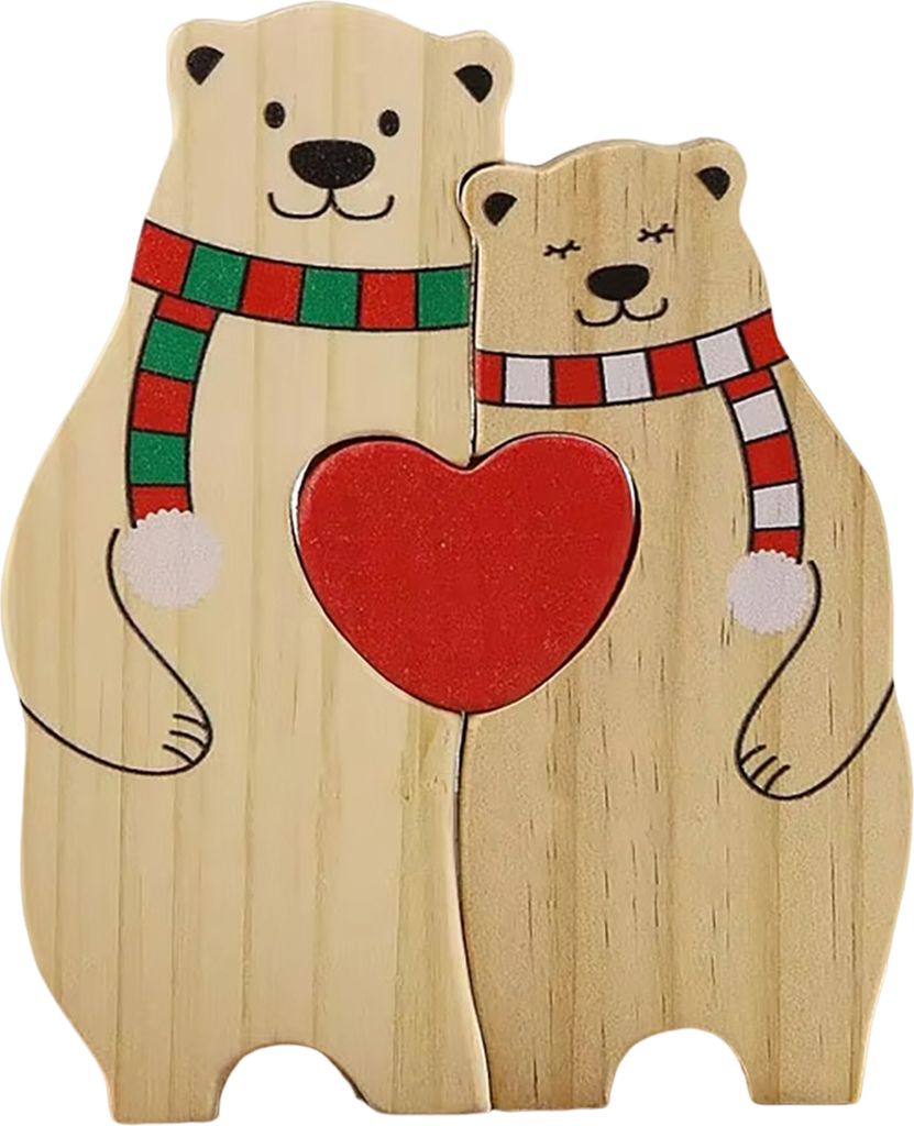 Bären-Familienpuzzle aus Holz, personalisiertes Bären-Andenken, Tischdekoration, Bären-Familienpuzzle, Geschenk für Mama, Papa, Muttertag, Vate...