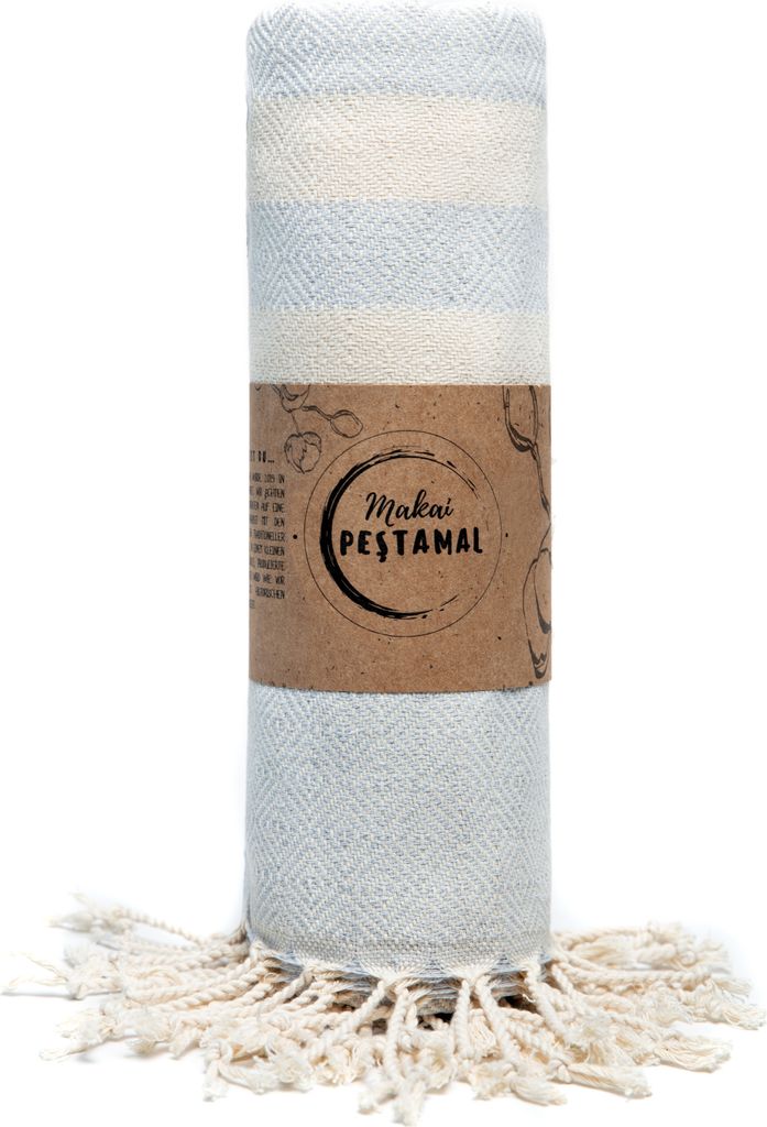 Makai Hamamtuch 100% Baumwolle Pestemal Handtuch XXL 95x200cm Strandtuch Saunatuch Fouta Kuscheldecke Badetuch Picknickdecke Yogatuch Duschtuch (Si...