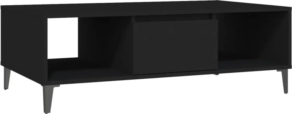 Table basse noire 103,5 cm robuste et spacieuse en bois composite