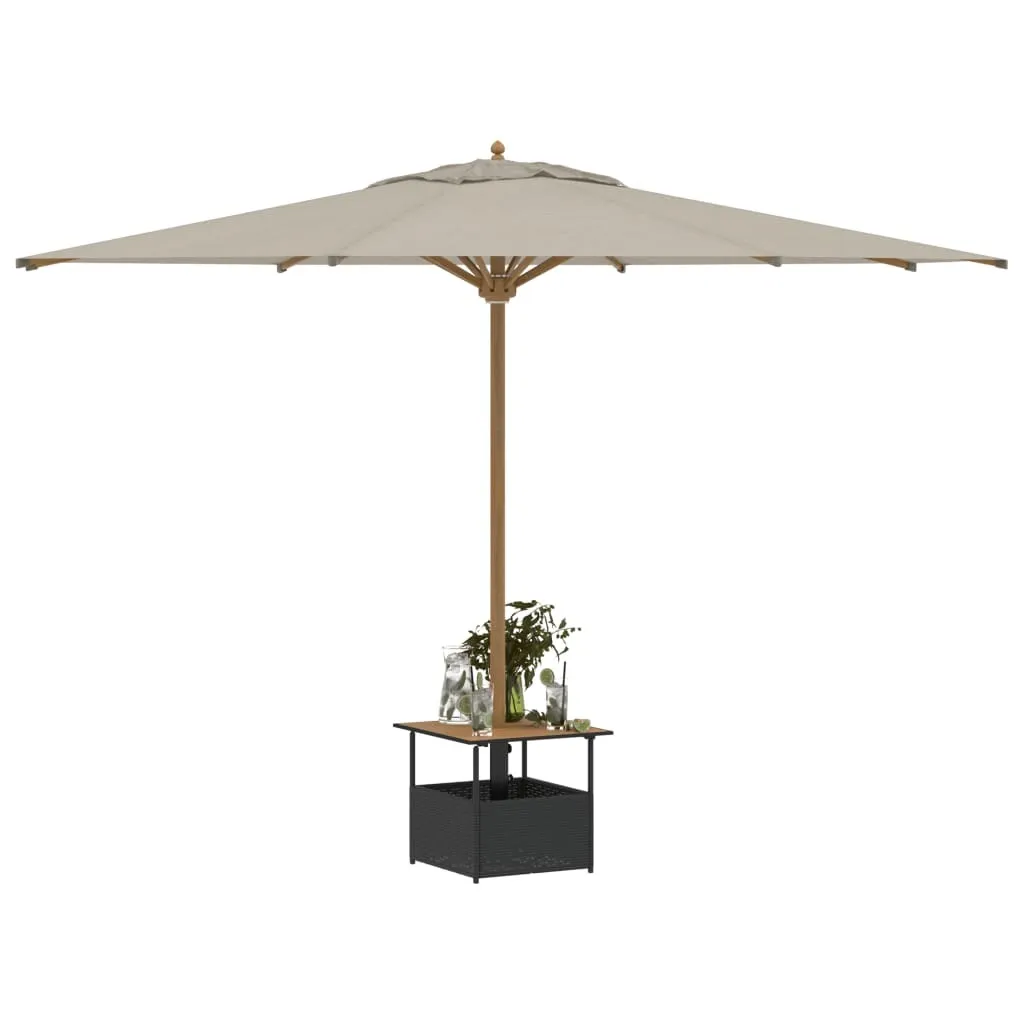 Table basse de jardin noire 55 cm avec support parasol en Poly rotin chic - 4