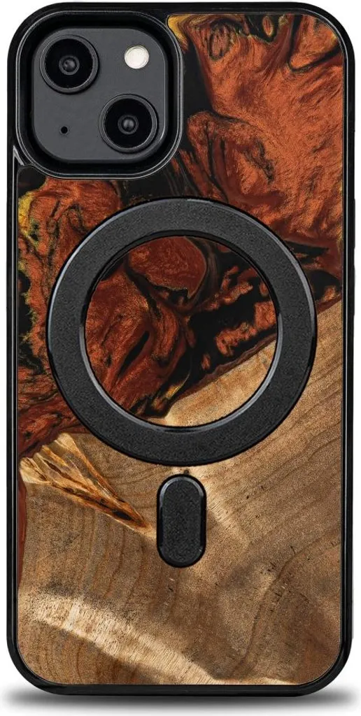 Custodia Bewood Unique iPhone 14 MagSafe Legno e Resina - Fuoco