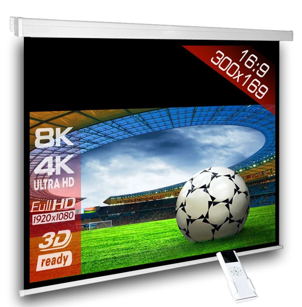 16:9 SlenderLine Heimkino Beamerleinwand Motorleinwand 300 Produktbild 