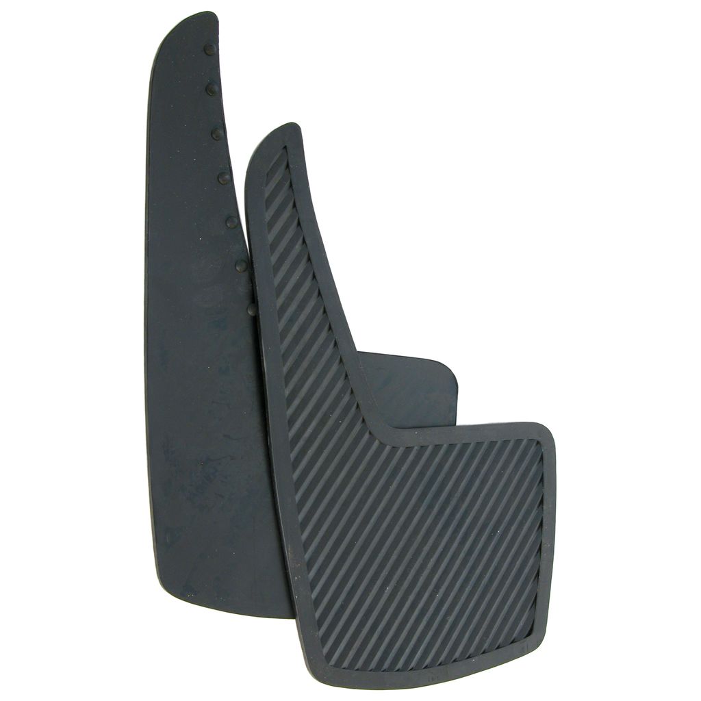 Two black mudguards are shown against a white background.