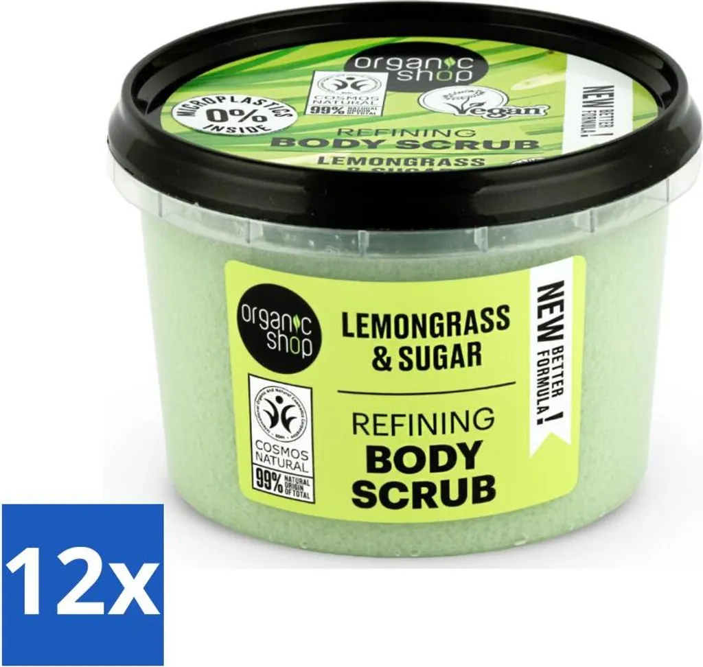 Organic Shop - Scrub corpo alla citronella - Rinfrescante e nutriente - 250 ml - Confezione risparmio - 12 pezzi