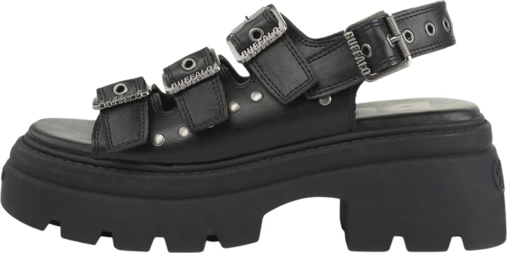 Buffalo Damen Komfort Sandalen Vega Athena Buckle 1602359 Schwarz