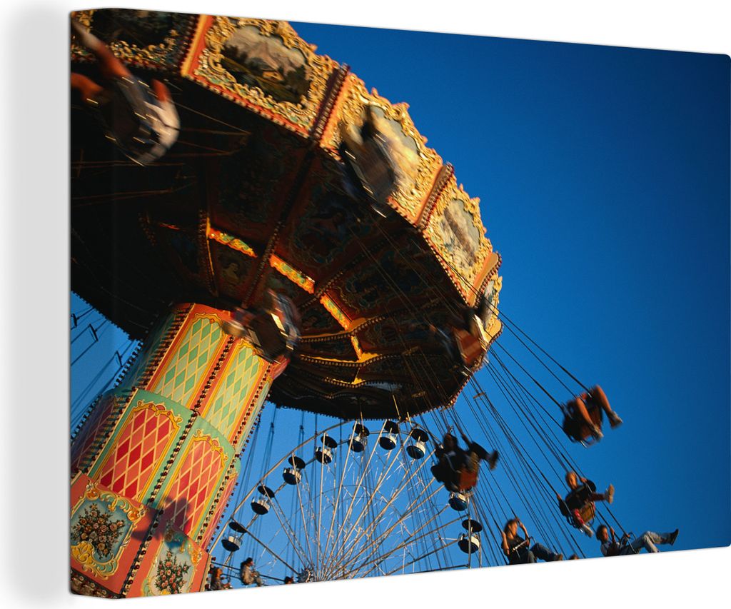 OneMillionCanvasses - Leinwandbilder - 140x90 cm, Traditionelles Karussell auf dem Jahrmarkt, Wandbilder Kunstdruck Wanddekoration - Foto auf Lei...