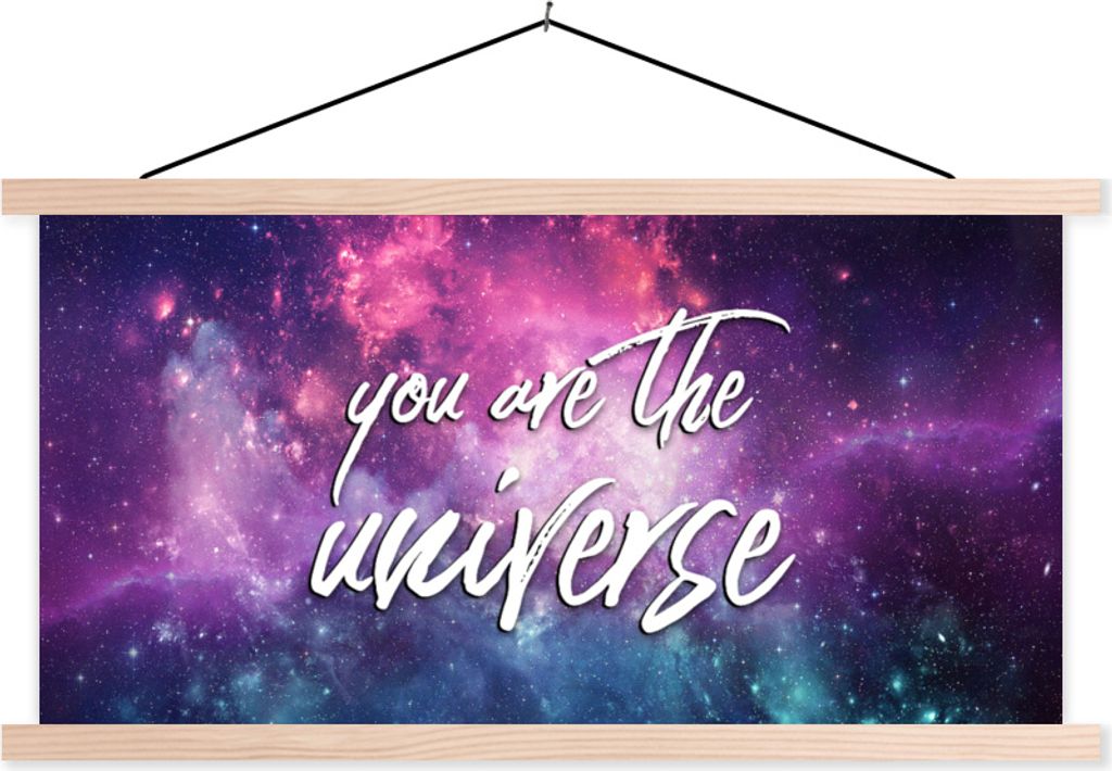 MuchoWow Textilposter Zitate - 'Du bist das Universum' - Sprichwörter - Jungen - Mädchen - Kinder 60x30 cm mit holzfarbenen Rahmen - Dekoration