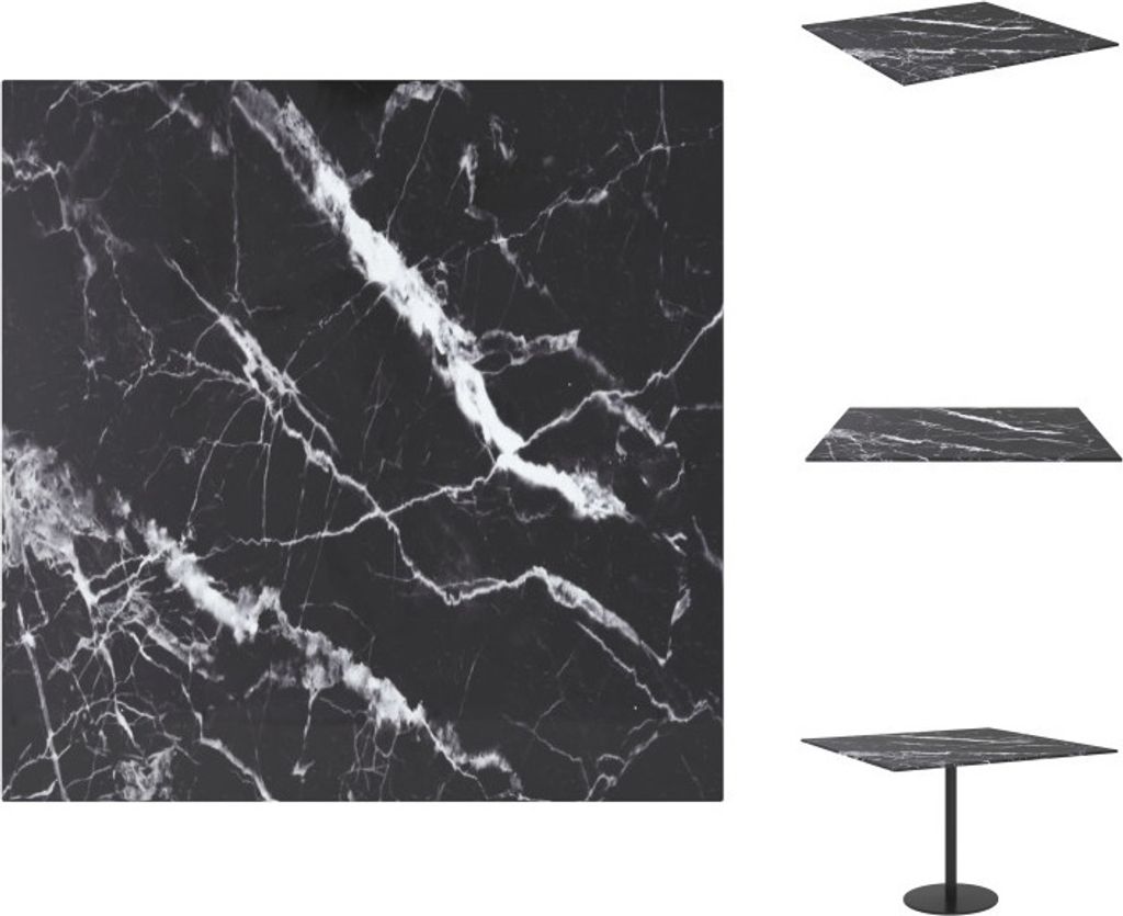 vidaXL Tischplatte Schwarz 60x60 cm 6 mm Hartglas in Marmoroptik - Tischplatten