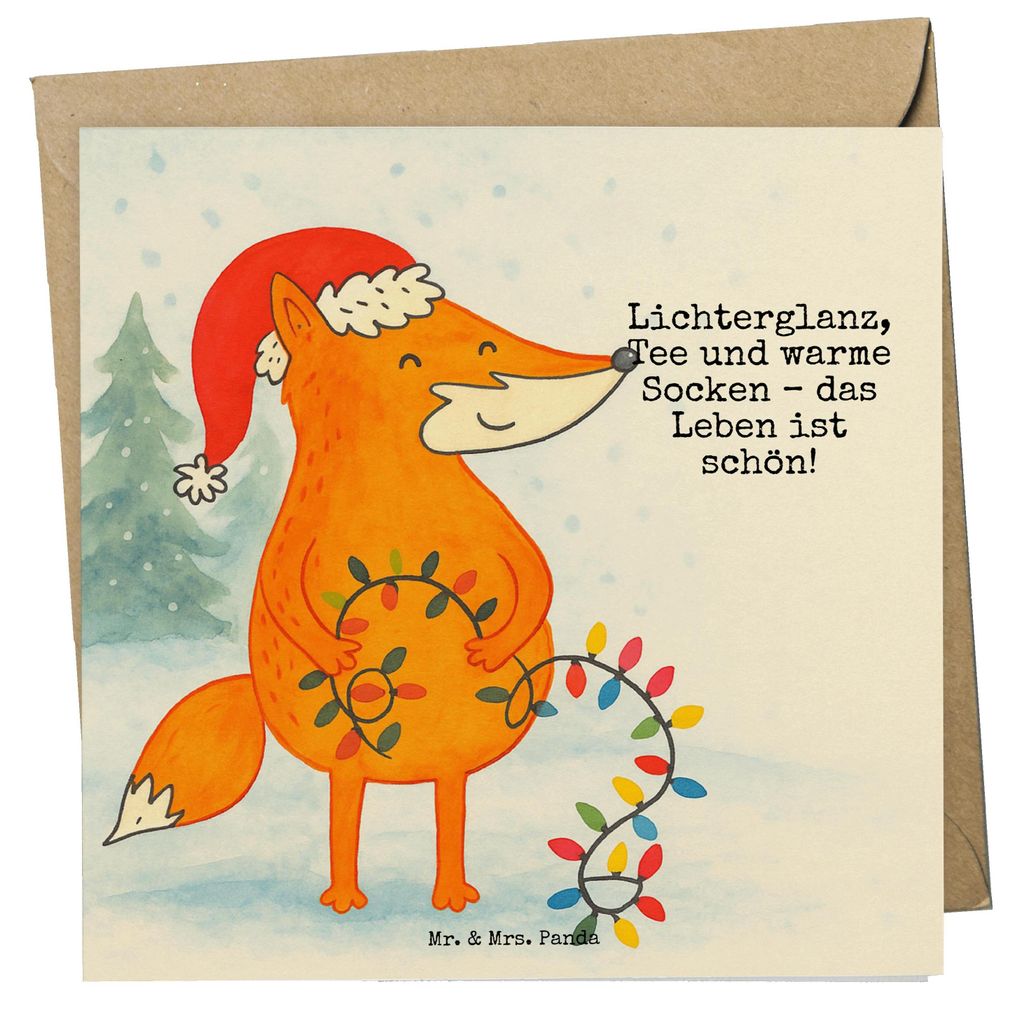 Mr. & Mrs. Panda Grußkarte Fuchs Weihnachten Design - Weiß - Geschenk, Glückwunschkarte, Heiligabend, Weihnachtsmann, Weihnachtszeit, Nikolaus, ...