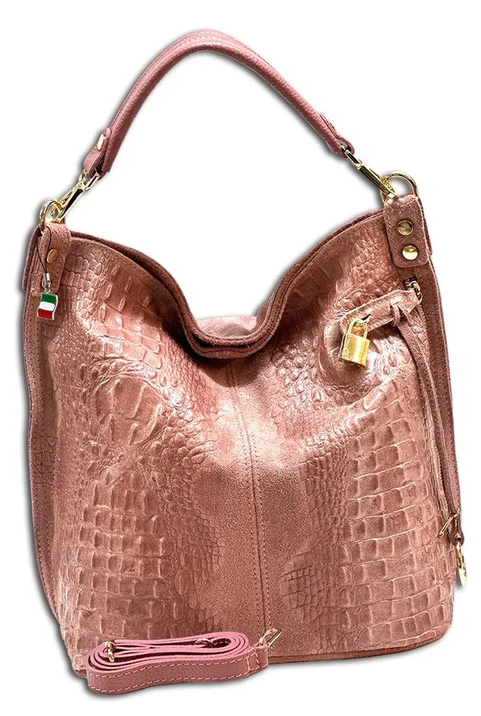 Sac à main Florence hobo en cuir rose gaufré OTF162A pour femme