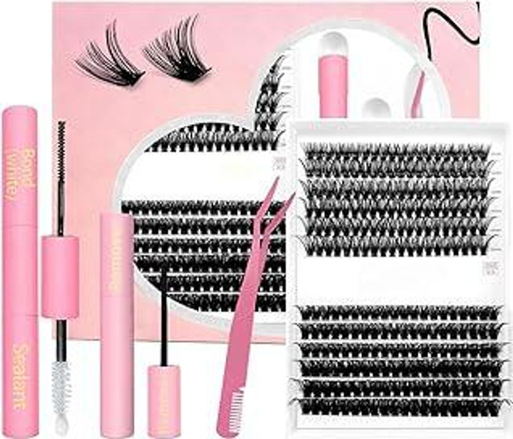 240PCS 3D Falsche Wimpern Set - Künstliche Wimpern 10-16mm 50D 80D Curl Lashes with Wimpernkleber and Remover - False Eyelashes Natural Look Russi...