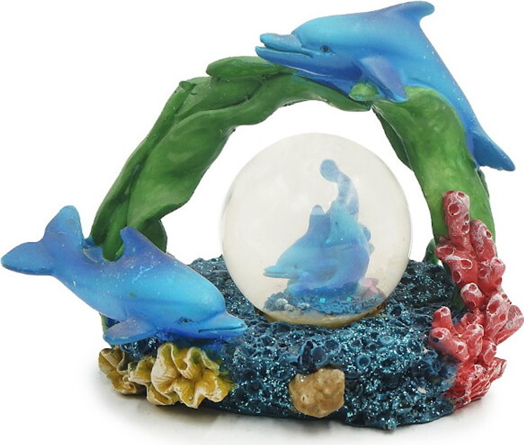 Glitzerkugel Delfine 12cm, Glitzerkugeln Schneekugel Glitzerkugel Delfin Fisch Fische