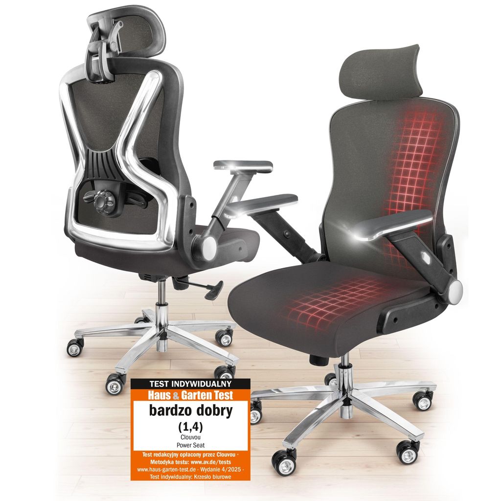 Krzesło biurowe CLOUVOU PowerSeat Ergonomiczne krzesło Zdjęcie produktu 