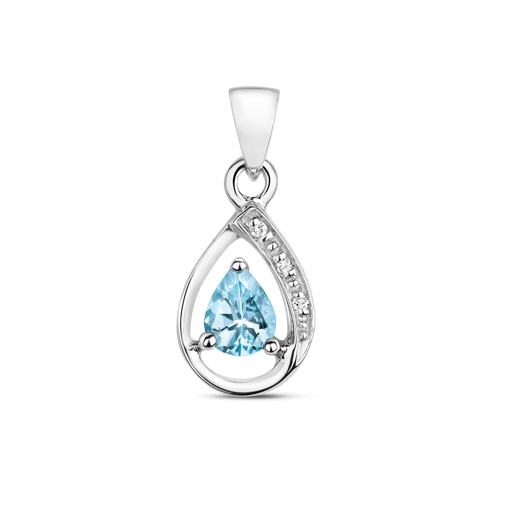 Cadeau Idéal : Pendentif Or Blanc, Aquamarine et Diamant pour Femme