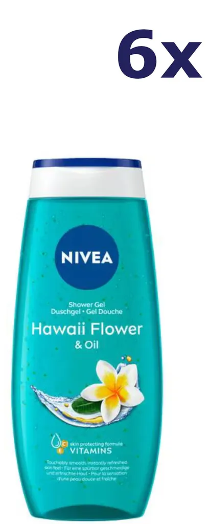 Gel douche fraîcheur tropicale NIVEA Hawaii Flower & Oil lot de 6