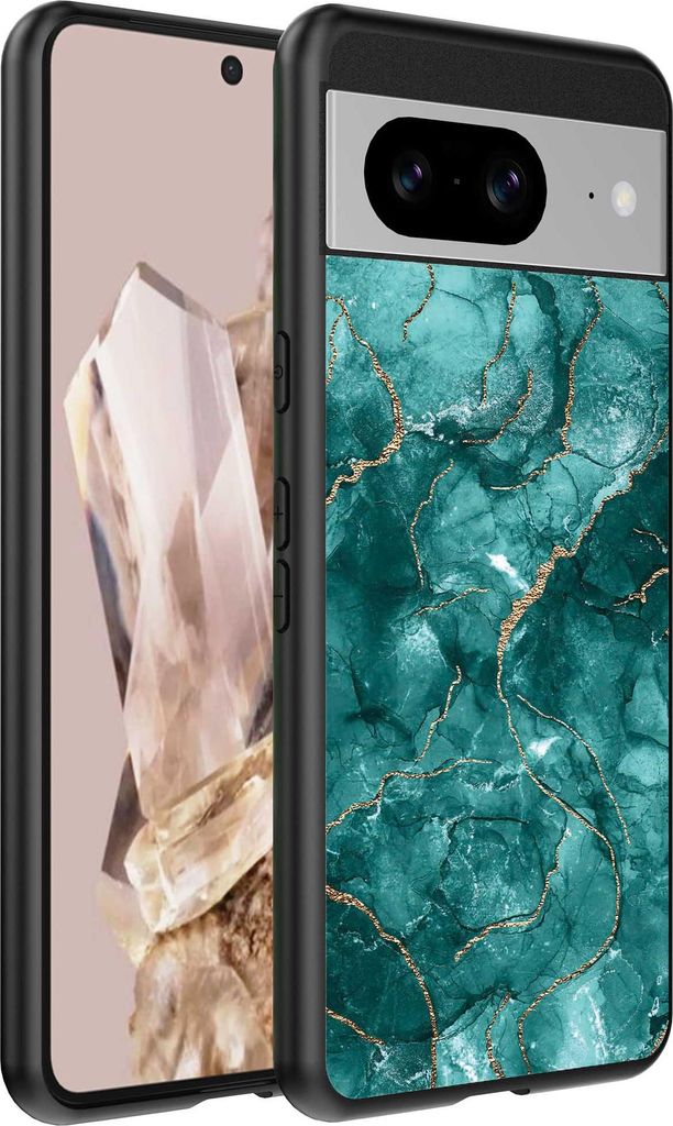 Fit für Google Pixel 8 Pro Telefon Fall mit Marmor Druck - TPU zurück Abdeckung Fall Marmor Design - Gold Grün - Smartphonica