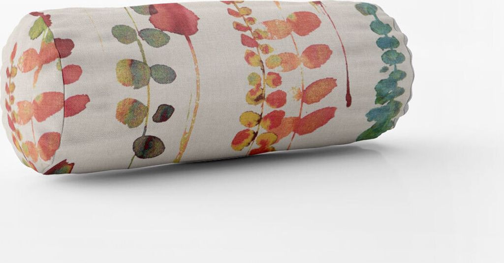 SCHÖNER LEBEN. Kissenhülle Ranken Blätter Aquarell beige terrakotta Größe 15x40cm (ØxB) Nackenrolle 15x40cm (ØxB) Nackenrolle Größe
