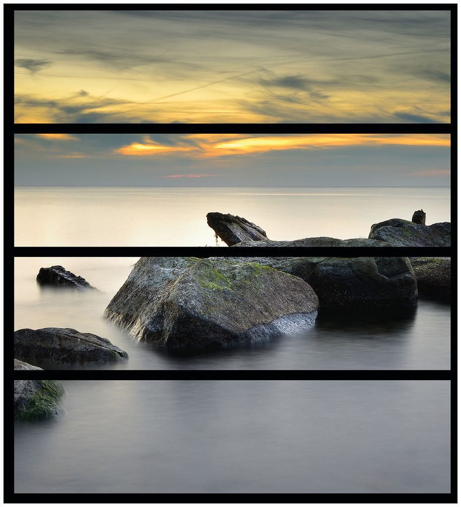Wallario Möbelfolie / Aufkleber, geeignet für Ikea Malm Kommode mit 4 Schubfächern - Mystische Felsen im Meer