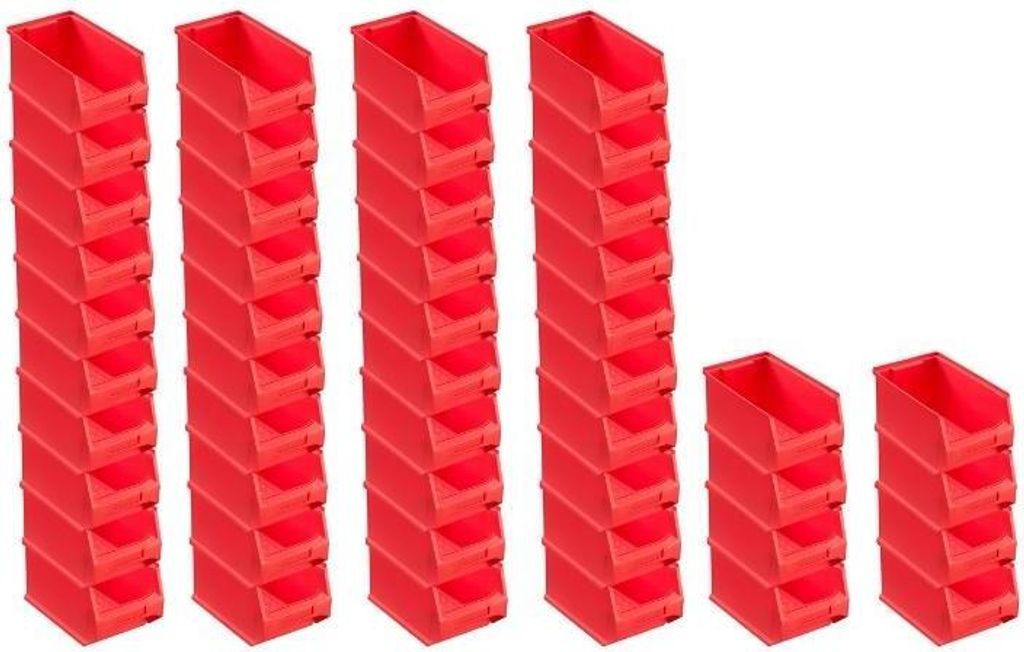 SuperSparSet 48x Rote Sichtlagerbox 3.0 | HxBxT 12,5x14,5x23,5cm | 2,8 Liter | Sichtlagerbehälter, Sichtlagerkasten, Sichtlagerkastensortiment, So...