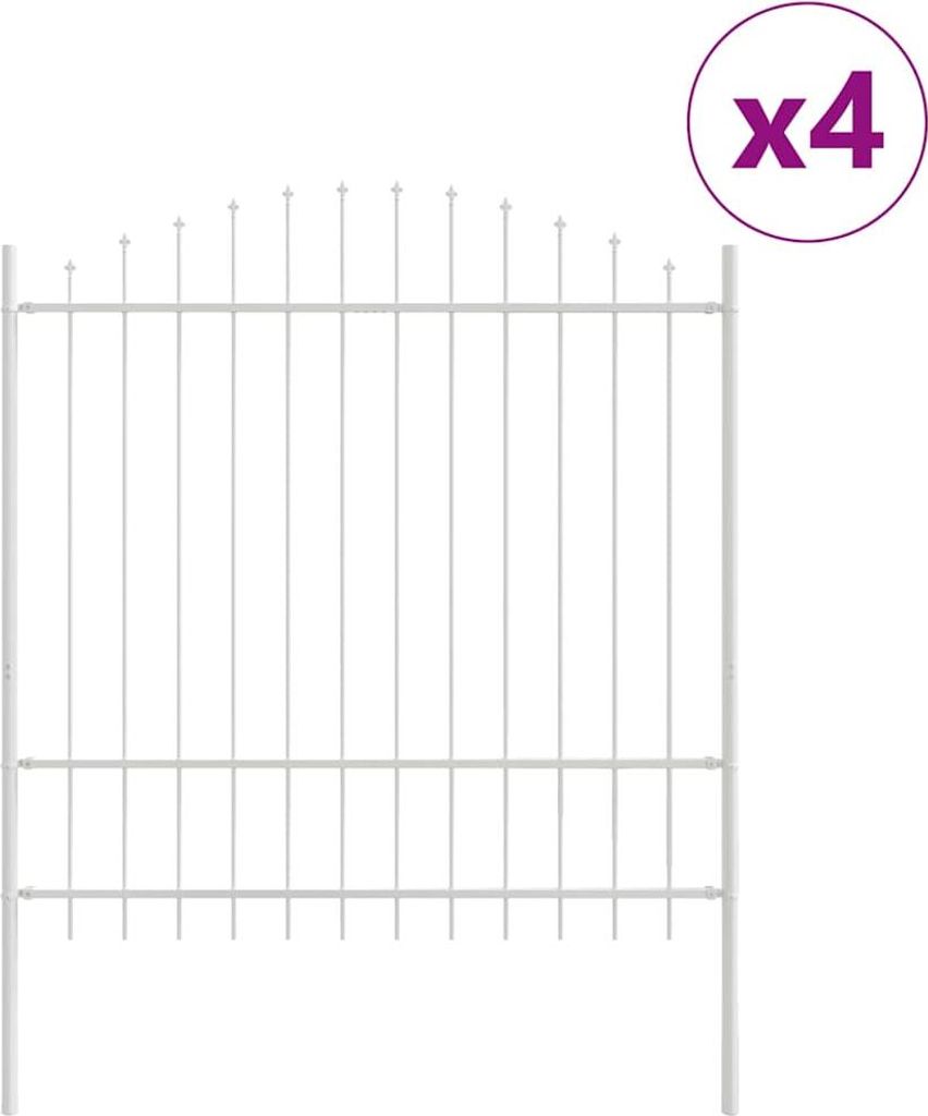 vidaXL Gartenzaun 4 pcs Weiß 170 x 215 cm Pulverbeschichteter Stahl