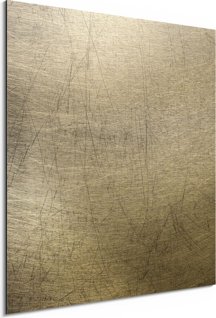 DEQORI Alu-Dibond Bild Gold 30x30 cm 'Chaotische Kratzstruktur' Wandbild Metall dünn