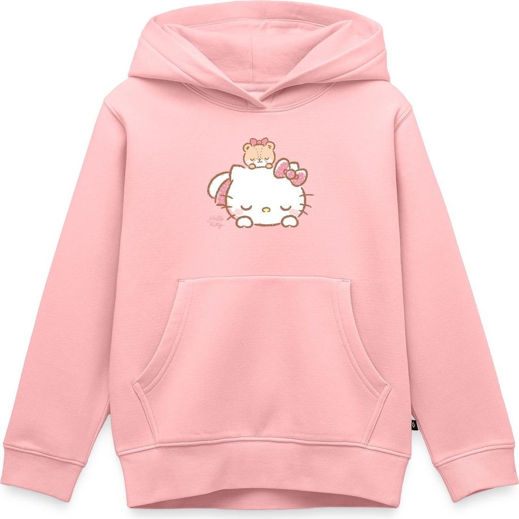 Spreadshirt Hello Kitty Mit Teddy Auf Dem Rücken Kinder Premium Hoodie, 158/164 (12 Jahre), Rosa